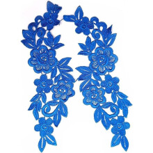 Sewing Patch Flower Embroidered Applique Lace Fake Collar Blue For Wedding Dress Shirt Decoration Costume DIY