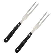 Stainless Steel Carving Forks 2 Pack Wooden Handle Long Handle Meat Forks Barbecue Kitchen Steak Serving Pot Forks
