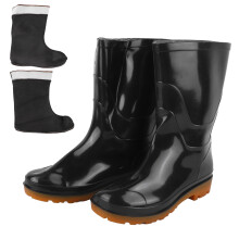 Kerstmankostuums met imitatiebontrand, laarzenhoezen, één maat past de meeste mensen. Kostuumschoenen die je over je eigen schoenen aantrekt.