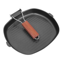Ofenfeste Grillpfanne mit Antihaftbeschichtung, klappbarem Griff, Gusseisen, gleichmäßige Wärmeverteilung, spülmaschinenfest, geeignet für Gas-,