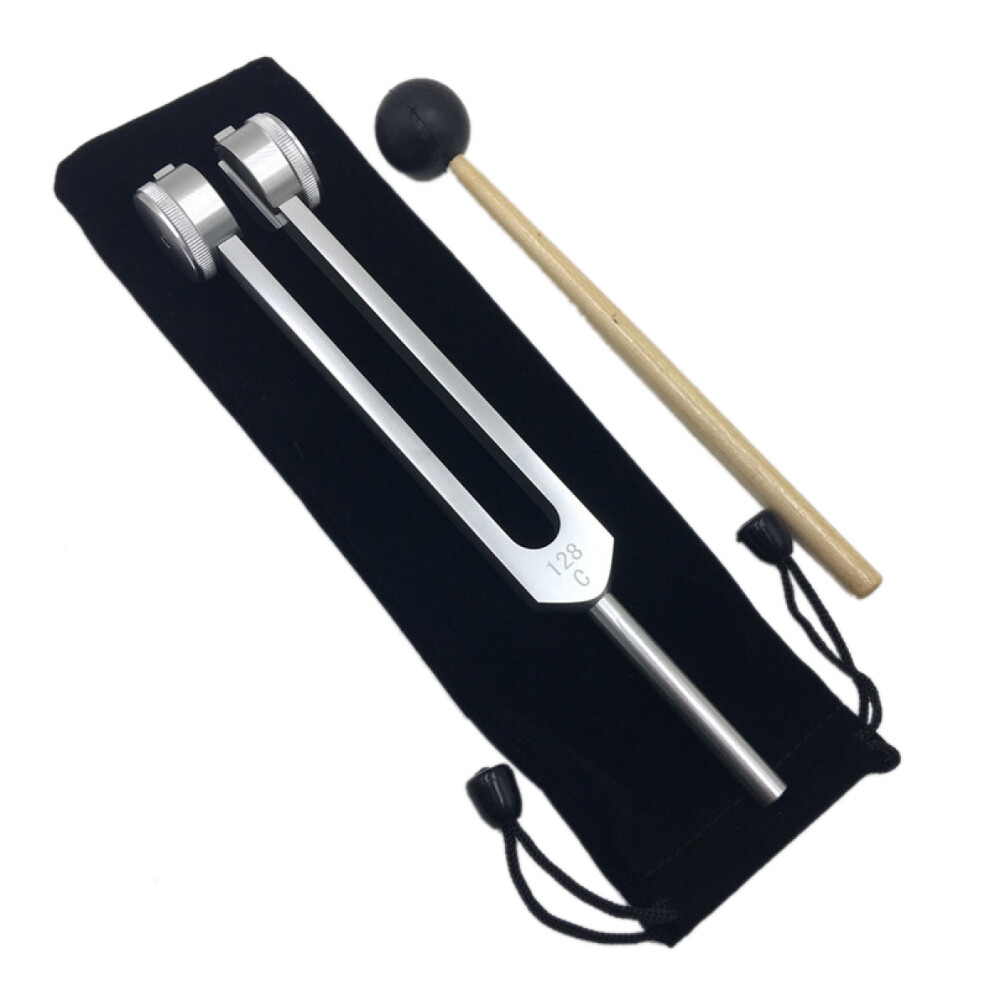 Professional Aluminum Alloy Tuning Fork, Weighted Tuning Fork for Therapeutic Benefits with Bamboo Reflex Hammer and Cleaning Cloth, Sonic Slider Soun