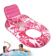 Floating Island Lounge for Adults Inflatable Mats, Maple Leaf Design with Cup Holder Pink
