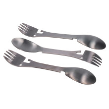 Multifunktionales Gabel-Löffel-Set für Outdoor-Camping und Picknicks, Edelstahl-Spork mit Dosen- und Flaschenöffner, leichtes, tragbares Besteck,