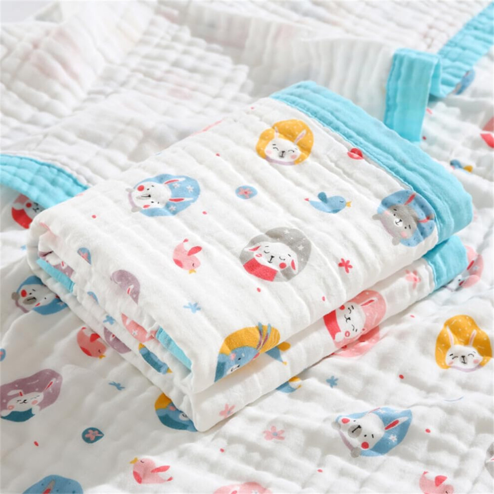 Muslin Baby Blanket, Soft 6Layer Cotton, As Swaddling, Nursing Cover, Pram Blanket ( 110X110cm) Blue