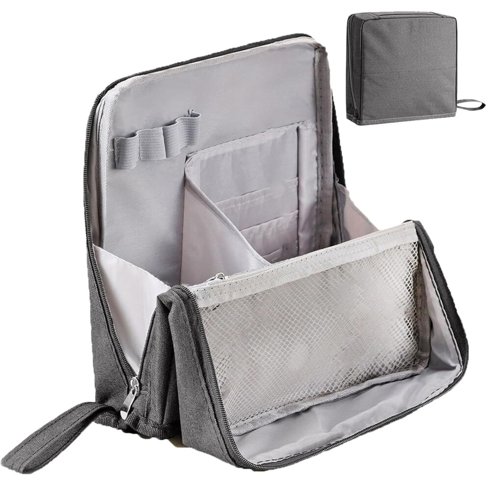Large Capacity MultiPurpose Oxford Cloth Standing Make Up Bag Waterproof Cosmetic Toiletry Bag For Travel And Home Grey