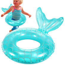 Mermaid Swimming Raft, Safety Swimming Ring, Inflatable Swimming Aid for Toddlers, Children, Paddling Pool, Water Toy, Summer Blue