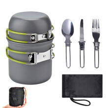 Leichtes Kochgeschirr-Set für Rucksackreisen, Outdoor-Kochutensilien, tragbares Camping-Kochgeschirr-Set, kompaktes Design mit klappbaren Griffen