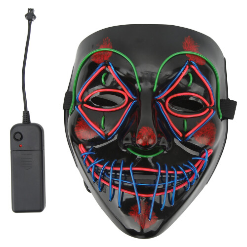 Λαμπερή μάσκα για το Halloween με φώτα LED, τρομακτικό σχέδιο κρανίου, τρεις