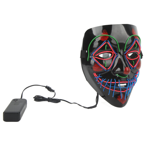 Λαμπερή μάσκα για το Halloween με φώτα LED, τρομακτικό σχέδιο κρανίου, τρεις 2