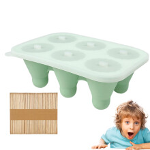 Ice Cream Silicone Mold BadmintonThemed 6Cavity With Sticks Green For Chocolate Mousse Brownies Truffles Gummies