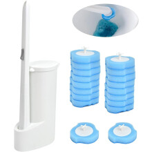 Reinig uw ruimte eenvoudig met een bleekmiddelvrij reinigingssysteem voor een zachte en effectieve reiniging. Inclusief een wegwerpbare toiletborstel