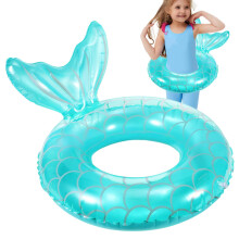 Swimming Ring for Babies, Inflatable Pool Hoop, Inflatable Bath Accessories for Babies and Toddlers with Mermaid Design for Paddling Pool, Blue