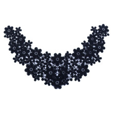 Embroidered Applique Neckline Black Fabric Sewing And Scrapbooking Embellishment Floral