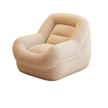Corduroy Bean Bag Chair, Ergonomic Floor Sofa With MultiPoint Back Support, Cream Brown
