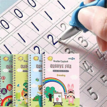 4pcs Grooved Handwriting Book Practice, Magic Copybook For Kidsgroovd Kids Writing With Auto Disappear Ink Pen-hy