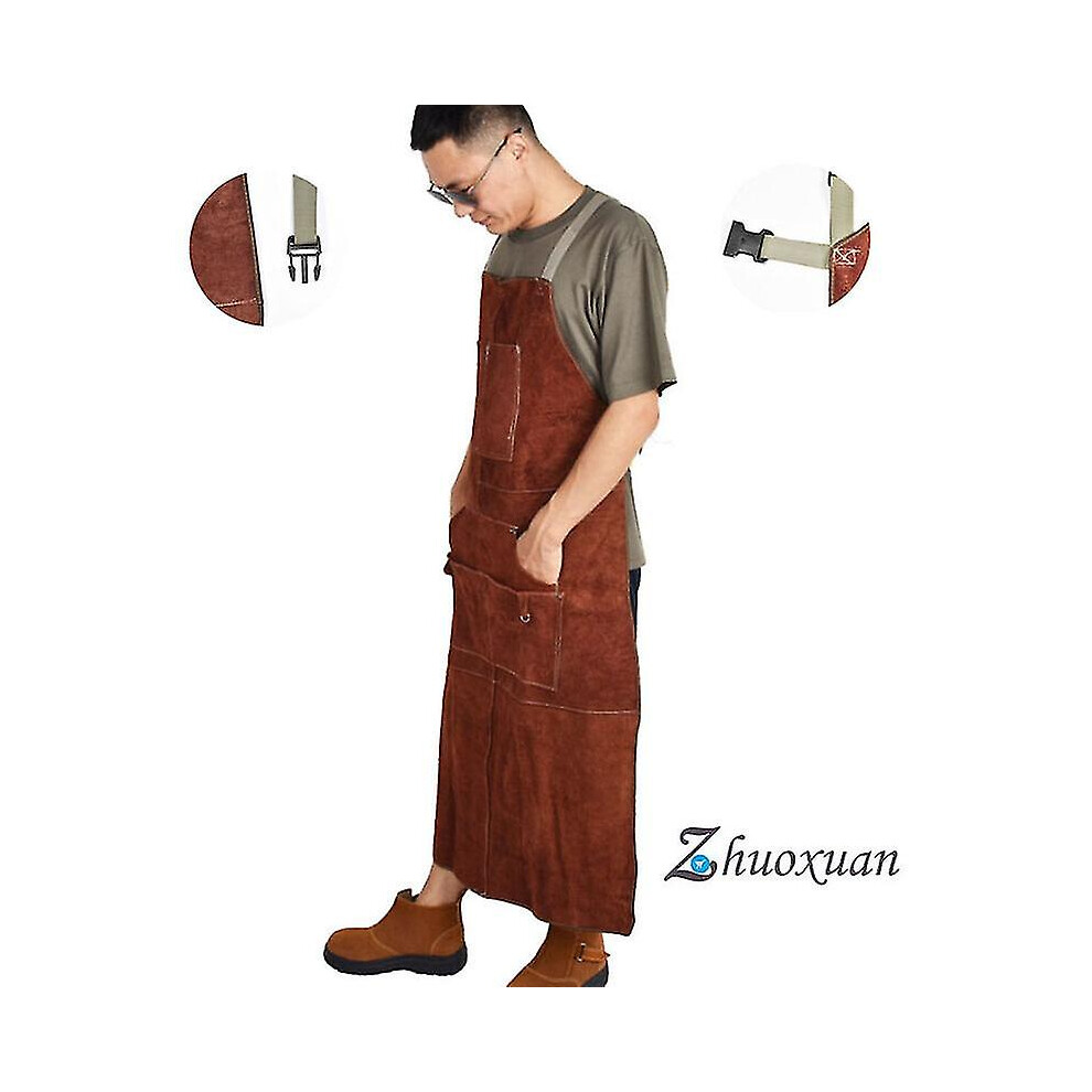 Professional Leather Welder Apron Thickened Cowhide Leather Wear-Resistant Welding Heat Insulation Anti-Scalding Flame Retardant Cisea 6935161380255
