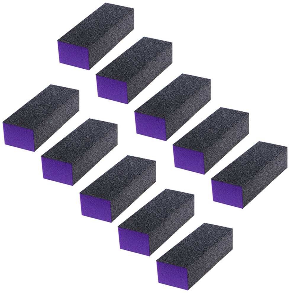 10 Pcs Black Purple Buffer Buffing Sanding Block Files-Black