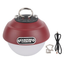 Lanterna de acampamento recarregável com brilho ajustável, resistente às intempéries, estilo vintage, com gancho de metal para excursões ao ar