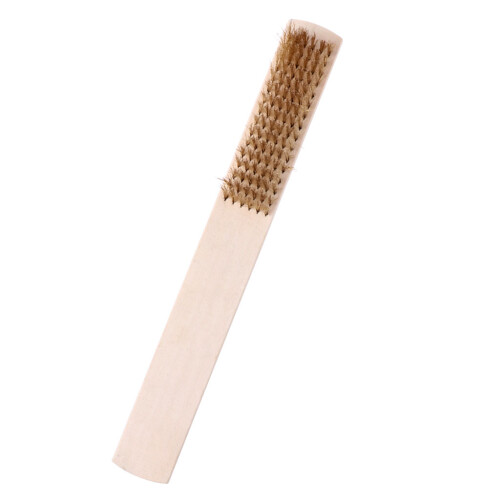 Copper Wire Brass Briste Wood Handle Wire Scratch Brush 208mm 1