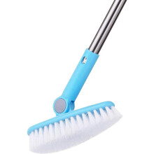 Bathroom Floor Scrubber Brush with Stiff Bristle, Ergonomic Long Handle Floor Scrub Brush for Tile Grout and Hard Floors, Rotating Joint Wide Cleaning