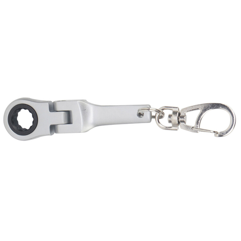 Flexible 10Mm Ratchet Wrench Metal Keychain With-Matte Silver 7754000967056