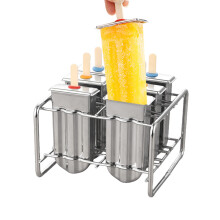 Molds 6 Stainless Steel Ice Cream Molds With Holder Stand 100 Wooden Sticks Yogurt Fruit Treats 5.71x5.12x3.94
