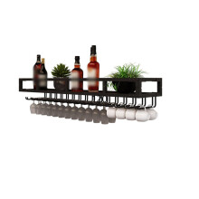 Wall Mounted Wine Rack Black 60X25X14 Cm Bottle Holder Bar Unit Floating Shelves Wine Display Storage For Home Bar