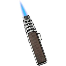 Butane Lighter Pen Style Jet Flame Refillable Metal Windproof Kitchen Torch Gift Box Brown Butane Not Included