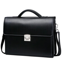 Leather Bag For Men And Women, Executive Briefcase, Laptop Compatible, Black Leather Tote
