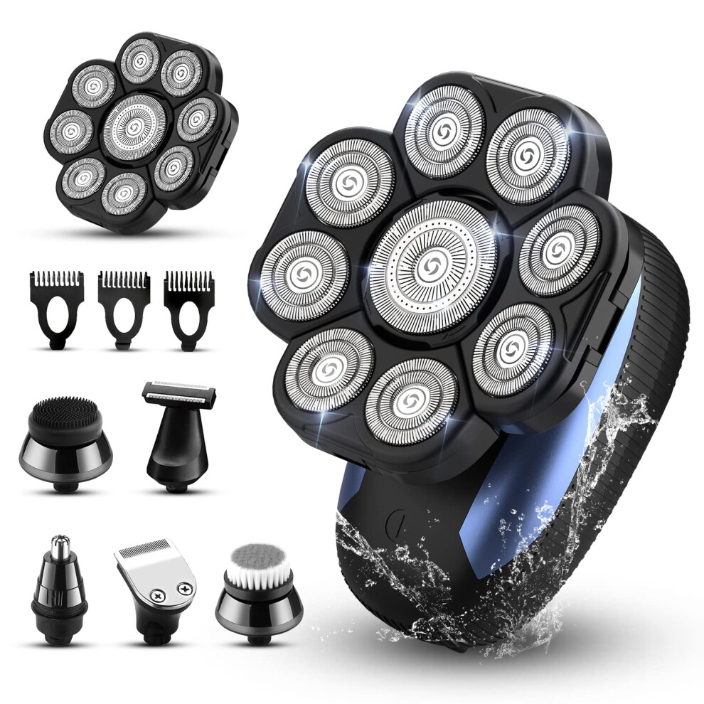 Head Shavers 9D Electric Rotary Shaver For Bald Men, Cordless WetDry Shaver, Rechargeable Head Razor, Beard Clippers
