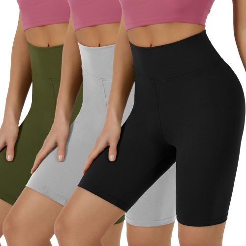 Πολύχρωμο σορτς Spandex με ψηλή μέση και ελαστικότητα 4 κατευθύνσεων: Αναπνέον σορτς