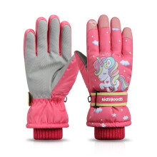 Winterhandschoenen voor kinderen, geschikt voor skiën en snowboarden, met antislip handpalm en verstelbare gesp bij de pols, waterdicht en
