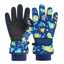 Thermische sneeuwhandschoenen voor kinderen voor koud weer. Warmste, waterdichte skihandschoenen met antislipdesign en cartoon dinosaurusprint voor
