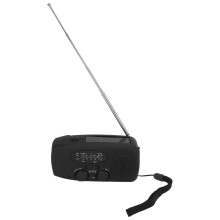 Batterie externe, alarme SOS, chargeur à manivelle, radio météo solaire d'urgence, lampe torche LED, radio AM/FM/WB avec alerte météo NOAA.