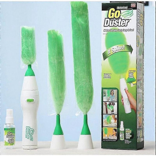 Electric Go Duster Dust Multi Function Motorized Spins Cleaning Tool Feather New