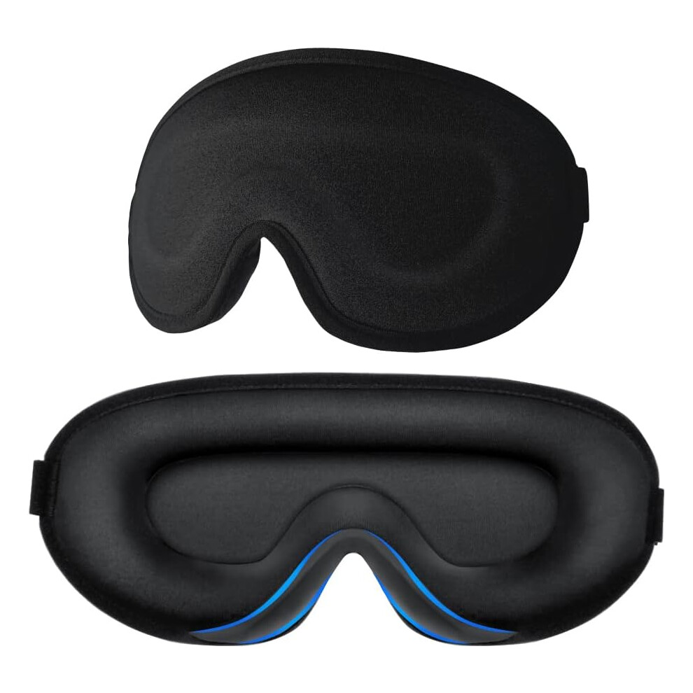 Black Silky Sleep Mask, 3D Contoured Design For Uninterrupted Rest, Breathable Material & Ergonomic Eye Cups, Perfect For Travel & Meditation (Black)