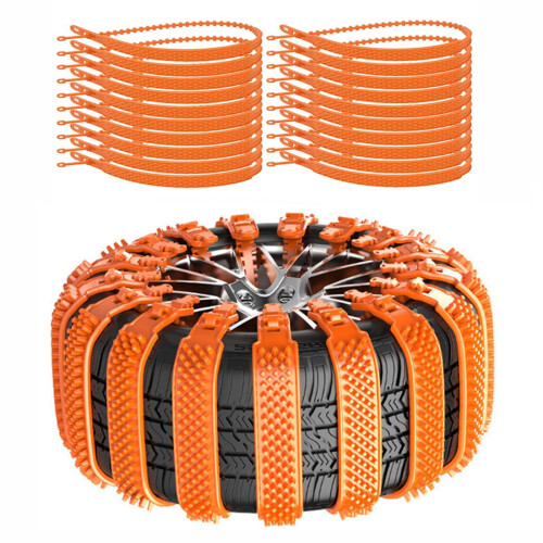 Snow Chains, Reusable Tire Chains 165275mm, 20 Pcs Orange