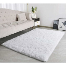 Upgraded Soft Rug, Shaggy Plush Area Rug for Dining Room, Living Room, Study, Artificial Wool 160x200cm White, Super Soft and Comfortable Non-slip Bot