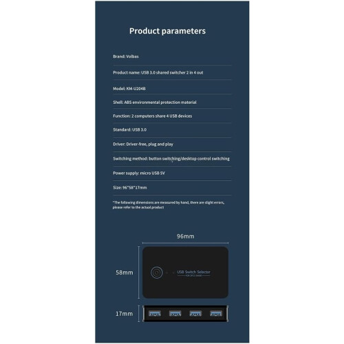 USB 3.0 KVM Switch 2 In 4 Out For Laptop PC Keyboard Mouse Printer USB Shared Switcher Fine Workmanship 1