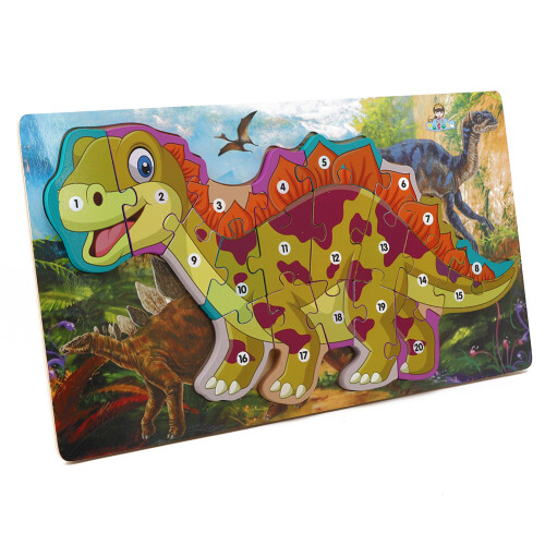 Dinosaurier-Puzzle aus Holz, Alphabet- und 1