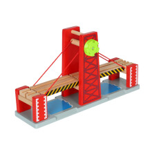 1 Set Track Railway Bridge Track Bridge Made of Wood Red Wood