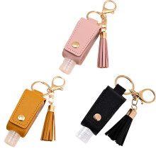 Leere Reiseflasche zum Ausdrücken, Etui aus PU-Leder für tragbaren Handdesinfektionsmittelhalter, transparente, auslaufsichere, nachfüllbare