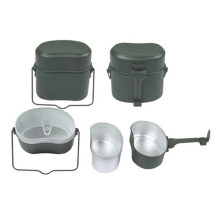 Set da cucina efficiente per avventurieri, attrezzatura da campeggio in lega di alluminio in stile militare, design compatto resistente a urti e