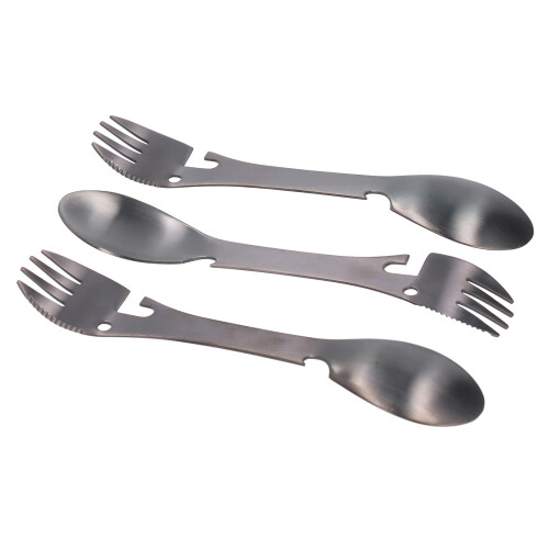 Ελαφρύ ανοξείδωτο ατσάλι Spork πολλαπλών λειτουργιών πιρούνι κουτάλι με ανοιχτήρι