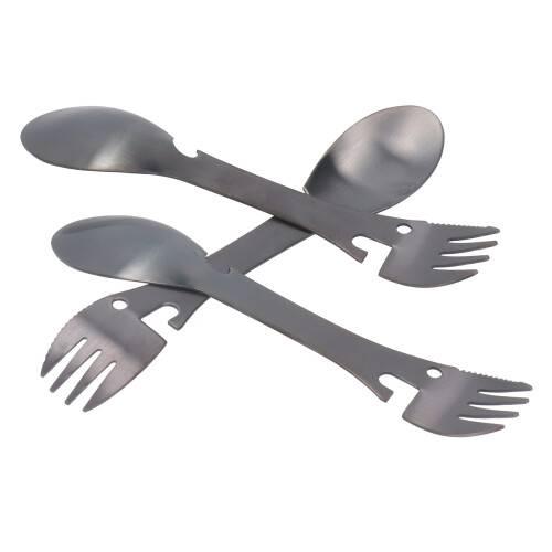 Ελαφρύ ανοξείδωτο ατσάλι Spork πολλαπλών λειτουργιών πιρούνι κουτάλι με ανοιχτήρι 1