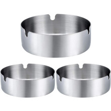 Luxurious Stainless Steel Ash Tray, Convenient To Use And Clean, Windproof, Wide Application For Cigarette Ash, Home, Hotel, Restaurant, Portable Asht
