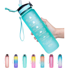 Optimieren Sie Ihre Flüssigkeitszufuhr: Auslaufsichere Fitnessflasche mit inspirierenden Zeitangaben für Ihren Alltag, robust und praktisch für