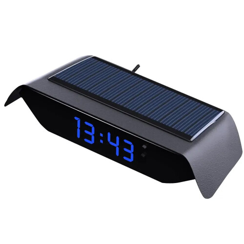 Solar Powered Car Clock Noctilucence Electronic Dashboard Timepiece Temperature Date Display For Auto Enthusiasts Ref: 5384