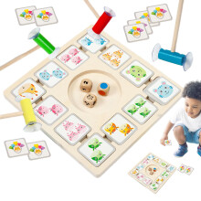 Roll and Match Board Game, Dice Matching, Wooden Fine Motor Skills Toy, 96 Cards, Preschool Toy for Children 4
