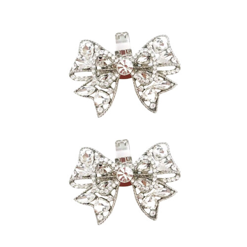 Secures Fit Bowknot Shape Shoe Accessories-M782 silver shoe cli